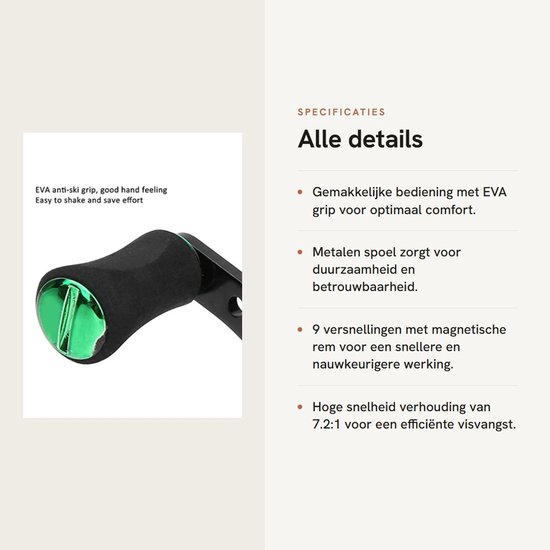 EVA Spinning Reel voor Links en Rechts, Metalen Baitcasting Hengelaccessoire voor Vissen en Sportvisserij van EVA. — afbeelding 3