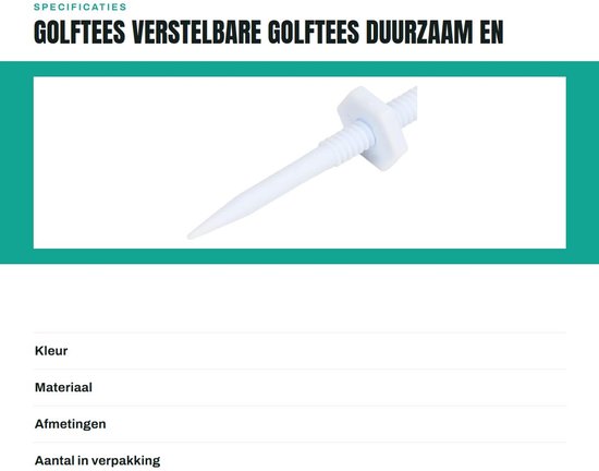 Dailygoods- Golftees 5st - Hoogte Verstelbaar - Duurzaam Plastic - Stabiele Golftees - Lichtgewicht - Modieuze Decoratie - Golfspikes van Dailygoods — afbeelding 4