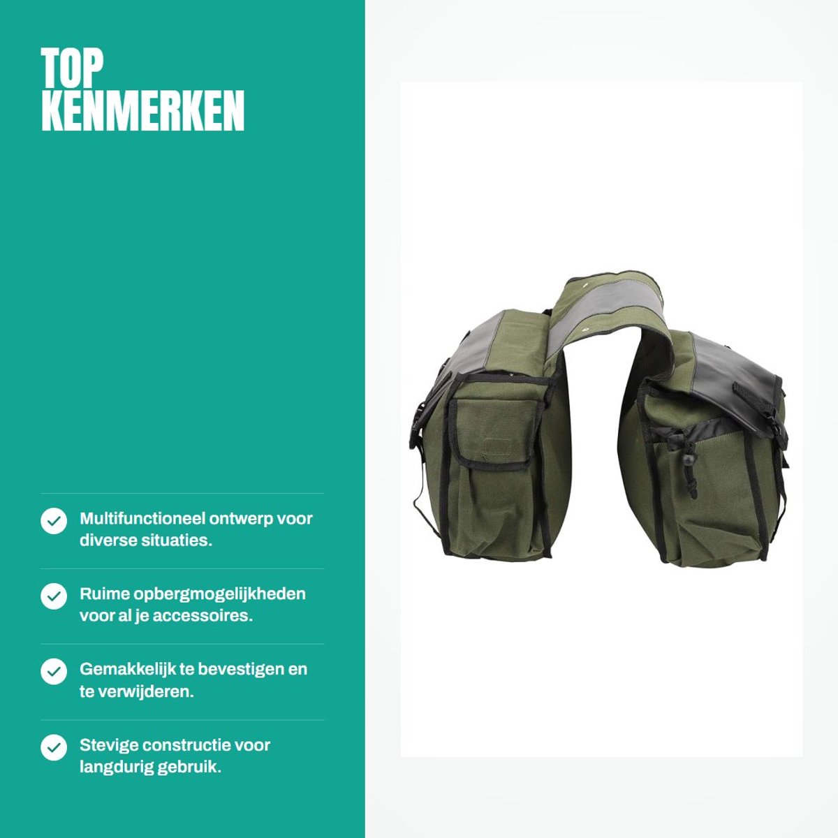 Dailygoods- Fietstas Organizer - Multifunctioneel - Achterbank - 40L Capaciteit - Slijtvast Canvas - Fietsaccessoire - Fietsorganizer