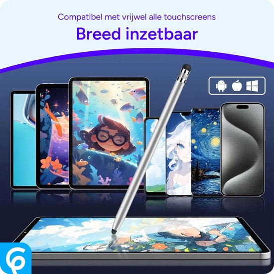 SBG Universele Stylus Pen Met Twee Zachte Punten - Comfortabel Balontwerp - Handig voor Onderweg - Zilver van SBG — afbeelding 5