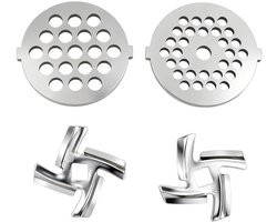 Dailygoods- Vleesmolenmes Set - 2 x Vleesmolen Bladen - 2 x Vleesmolen Messen - Roestvrij Staal -…