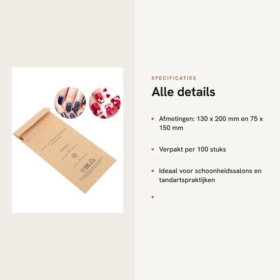 Dailygoods- Steriliseerzakken 100 stuks - Autoclaaf - Zelfdichtend - Wegwerptools - Sterilisatiezakken 130 x 200 mm / 75 x 150 mm - Hoogwaardig papier - Sterilisatiezak van Dailygoods — afbeelding 2