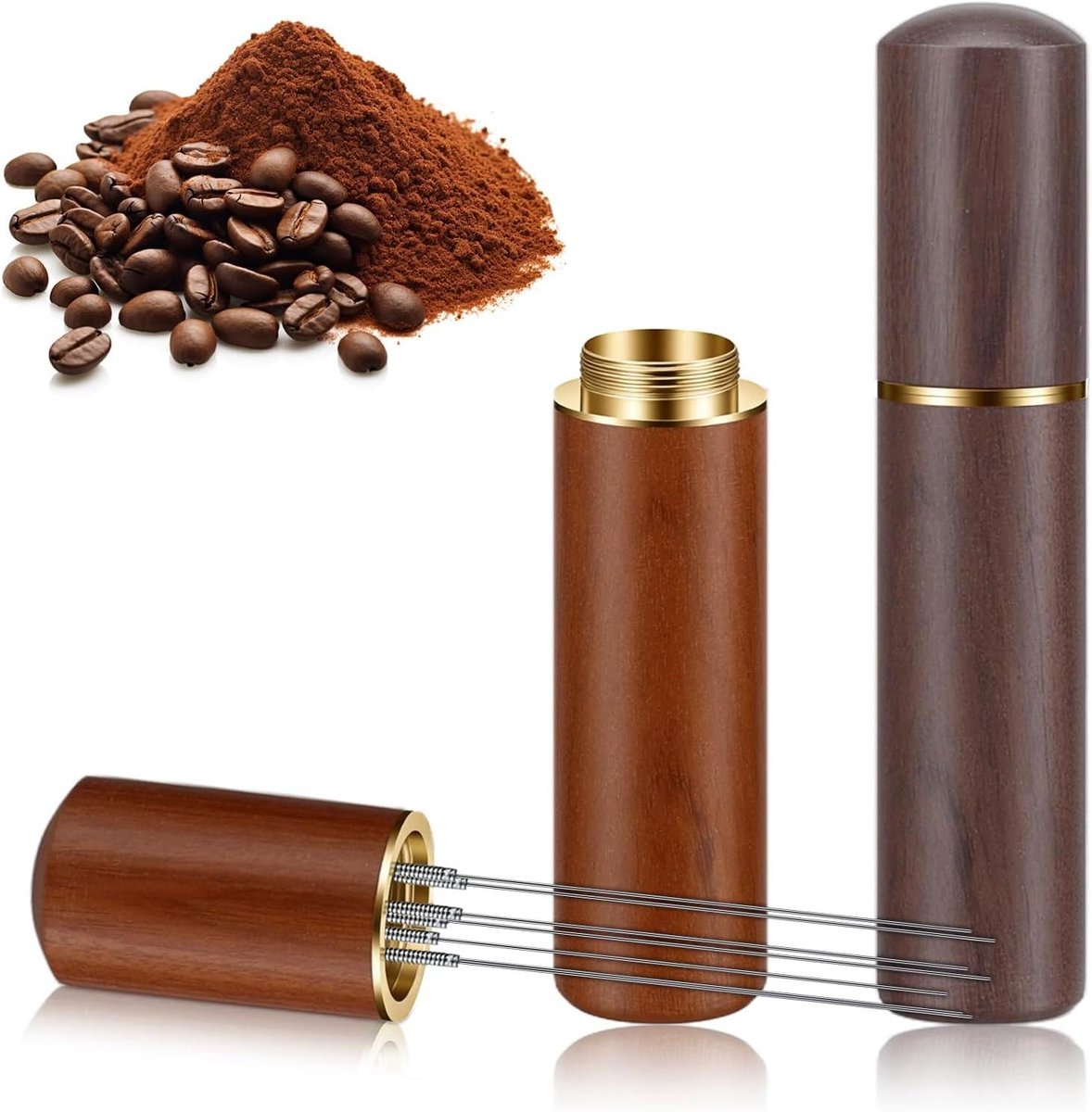 Koffie Tamper Set - Espresso Naalden - Koffie Bereiden - 6 Fijne Naalden - 2 stuks - Bruin