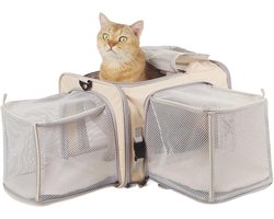 Honden reistas - Draagbare bench - Veilig reizen - Dubbele veiligheidssluiting - 43x30x7 cm - Crèmekleurig