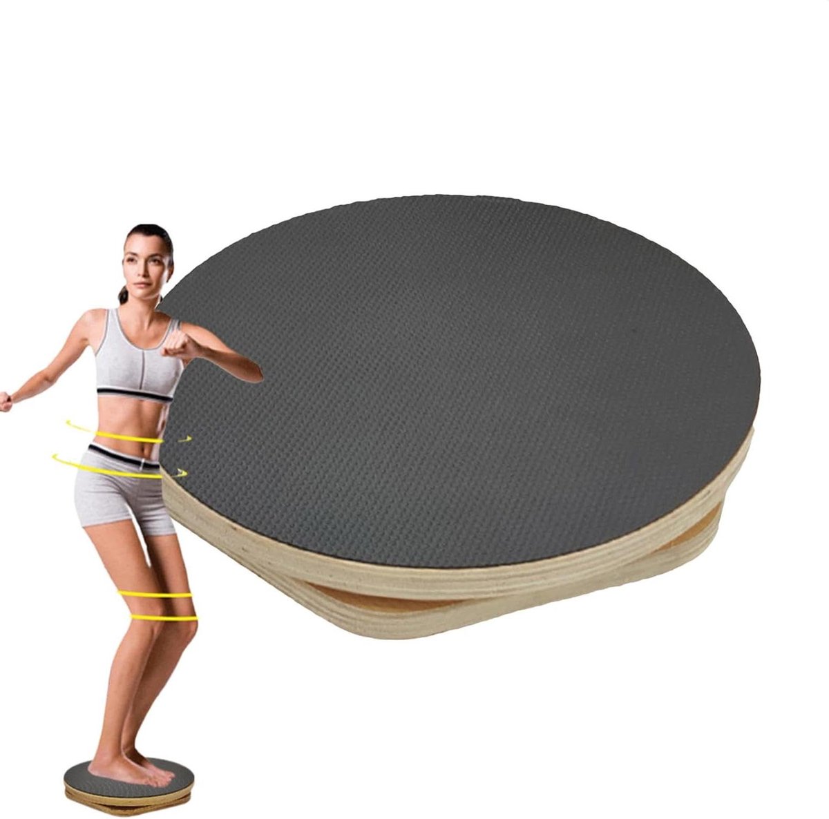 Twist Board - Taille Trainer - Buikspier Training - Houten Kern Design - 30 cm Diameter - Beige