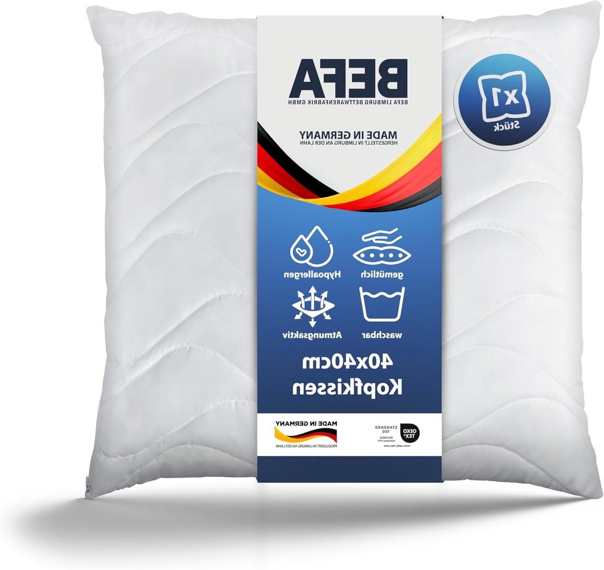 Hoofdkussen Microvezel - Kussens Bed - Comfortabel Slapen - Aloë Vera Afwerking - 60x60 cm