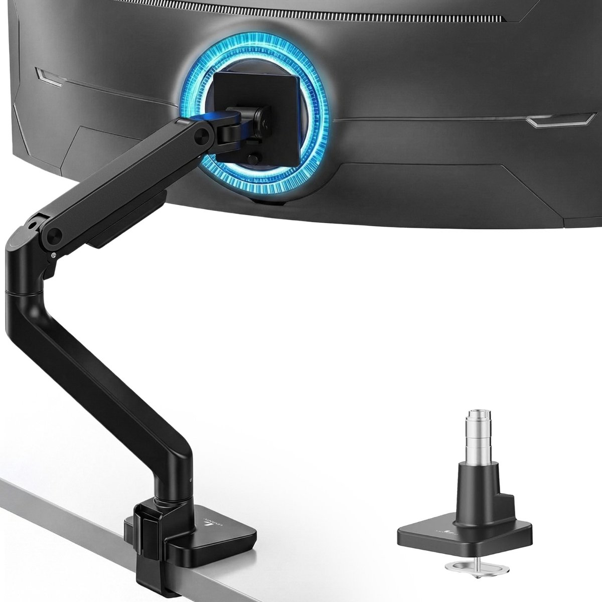 LEVANTU® Single Monitor Arm -Monitor arm Gasveer Curved Ultra Wide - Monitor beugel - Tot 49 inch & 20 KG - Monitor arm voor normale &curved schermen -Zwart