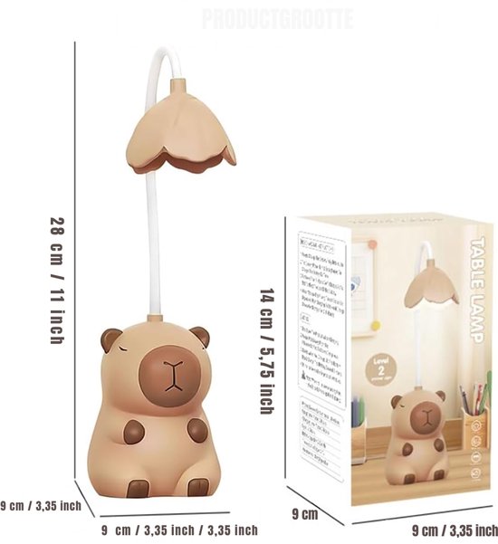 QUOVO® Bureaulamp Kinderkamer - Bureaulamp Roze - Tafellamp Kinderkamer - Bruin - 9cm x 9cm x 28cm van QUOVO® — afbeelding 5