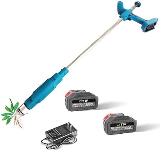 Elektrische onkruidtrekker - Staande onkruidverwijderaar - Gazon en tuin - 3 stalen klauwen - Lange steel - Zilver — afbeelding 2