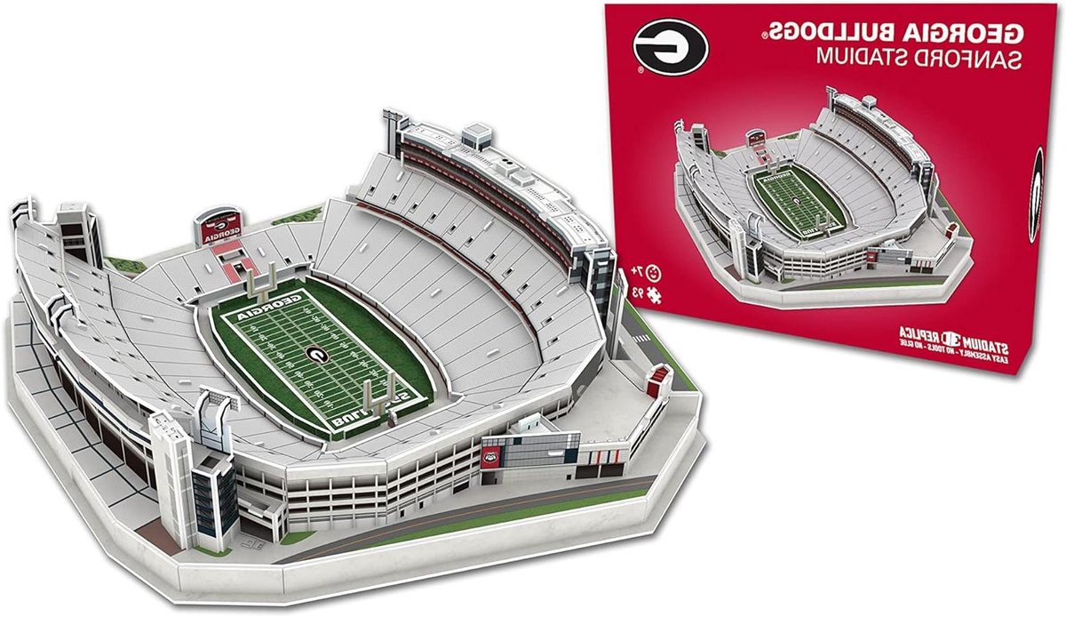 3D Legpuzzel Stadion - Bouwpakket Puzzel - Sport Team Puzzelen - Geen Lijm Nodig - 93 Stukjes - Georgia Bulldogs