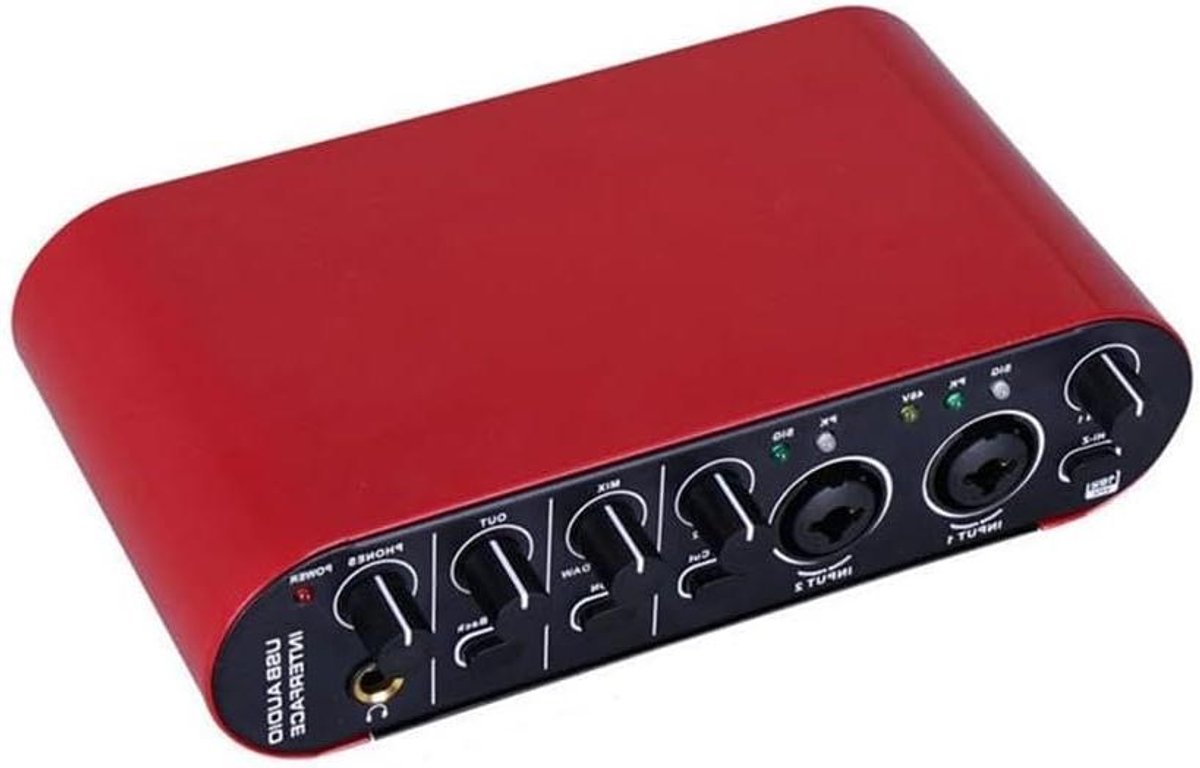 Audio Interface - Geluidskaart Mixer - Professionele Opnames - Loopback Functie - 24bit 192kHz - Rood