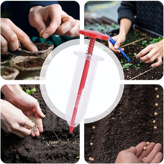 Zaaimachine Plantenbak - Zaad Dispenser - Efficiënt Zaaien - Verstelbaar Zaad - 6-delige Set - Rood — afbeelding 5
