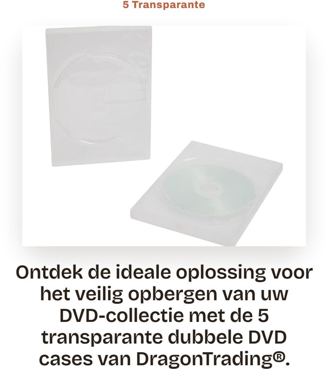 Dailygoods- DVD Hoes 14mm - 5 Stuks - Dubbele Hoes - Transparant - Hoogwaardige Kwaliteit - Buitenste Plastic Cover - DVD Case