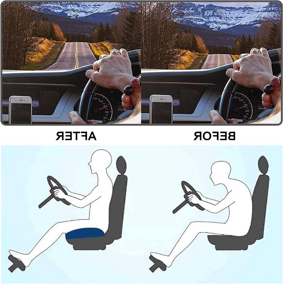 Autostoelverhoger voor volwassenen, voor Toyota RAV4 (XA30) 3. Gen 2009-2026 comfortabele zitverhoger voor in de auto,kantoorstoel en stoel voor thuis,B