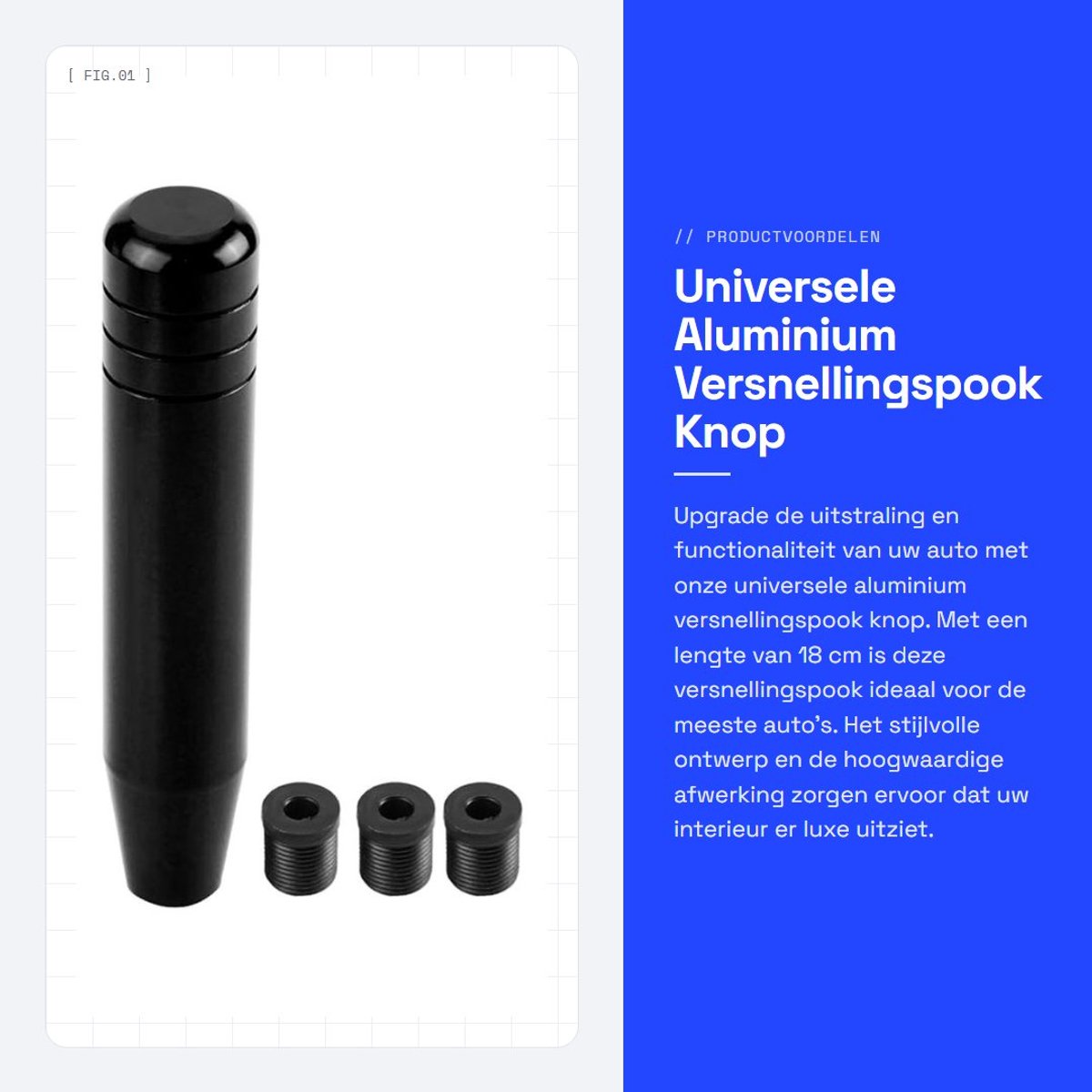 Dailygoods- Versnellingspook Knop Aluminium - Universele Pookknop - Ergonomisch Ontwerp - 18cm - Duurzaam - Corrosiebestendig - Versnellingsknop