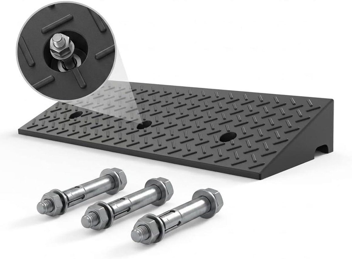 Draagbare Rubberen Oprijplaat voor Auto, Zware Kwaliteit Drempelhulp Antislip voor Oprit & Garage, Trottoir Oploop 3-20cm(L100xW50xH10cm)