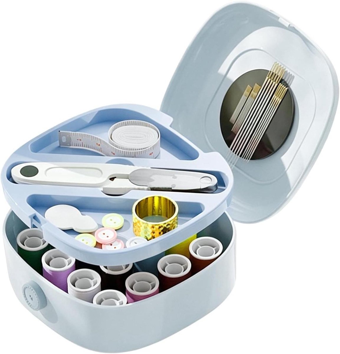 Reisnaaiset - Naaibox Organizer - Kleding Repareren - Magnetisch Opbergveld - Compact Etui - Blauw Roze