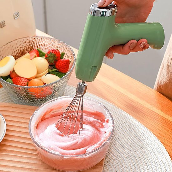 Elektrische Handmixer - Draadloze Garde - Bakken en Mixen - 5 Snelheden Instelbaar - 12x12CM - Groen — afbeelding 2