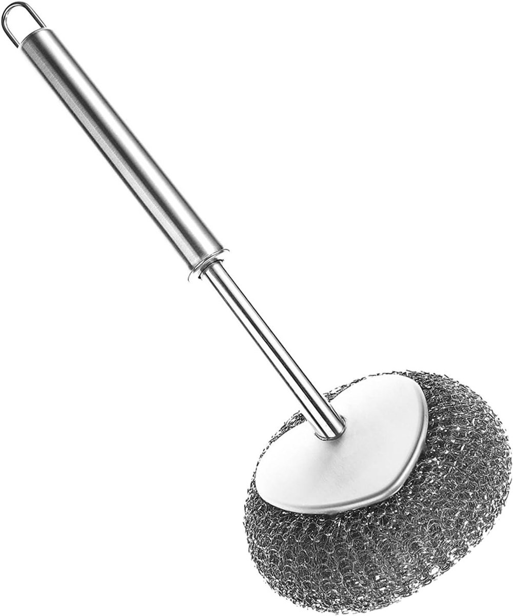 Stalen potreiniger - Draadspons borstel - Keuken schoonmaken - Ergonomisch handvat - 26.5 cm - Multikleur