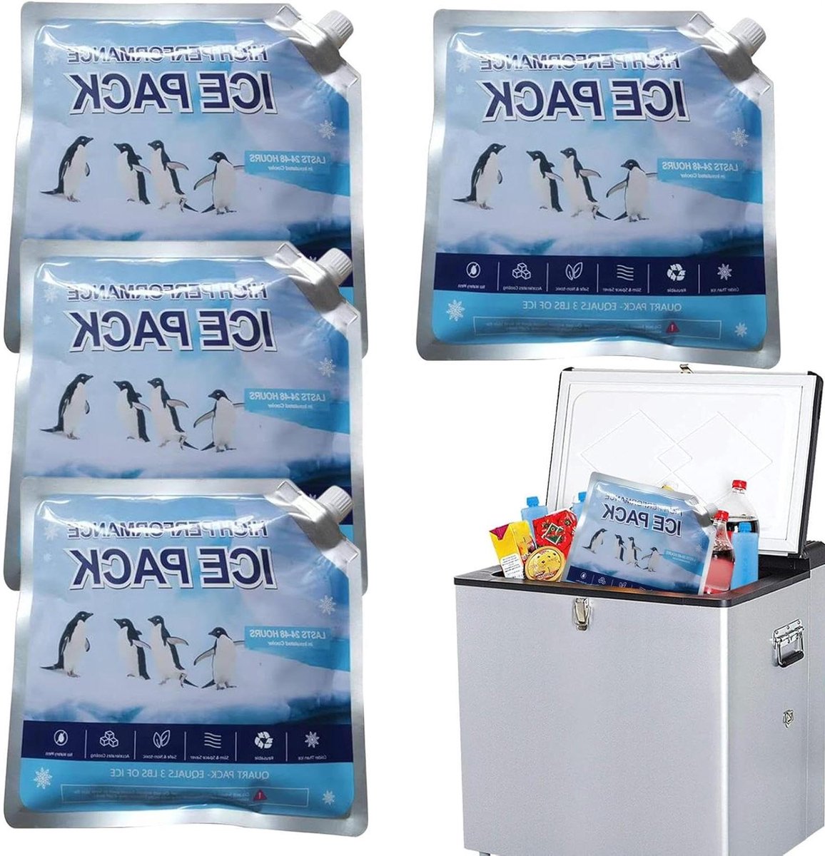 Koelpack Voor Koeltas - Herbruikbare Koelpakketten - Langdurige Koeling - Opvouwbaar Ontwerp - 4 Stuks 800ml - Niet gespecificeerd