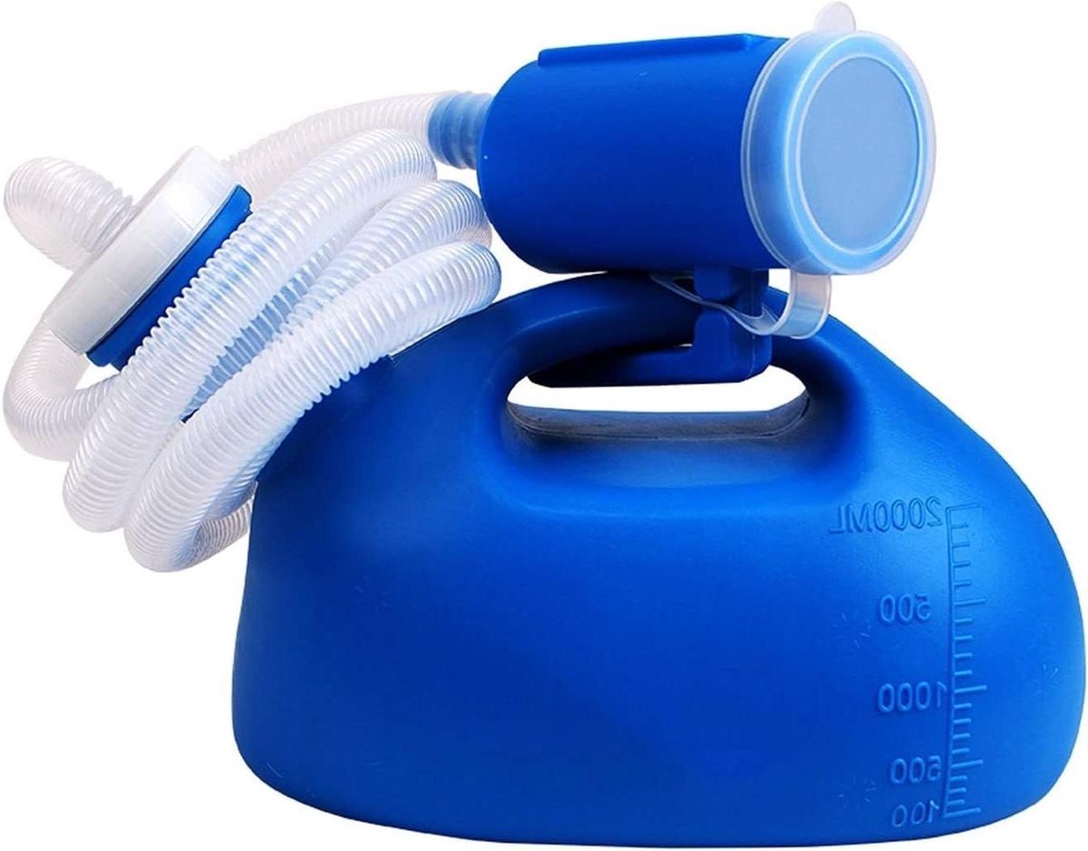 Urinoir Fles - Plas Fles - Thuis Zorg - Grote Capaciteit - 2000 ml - Blauw