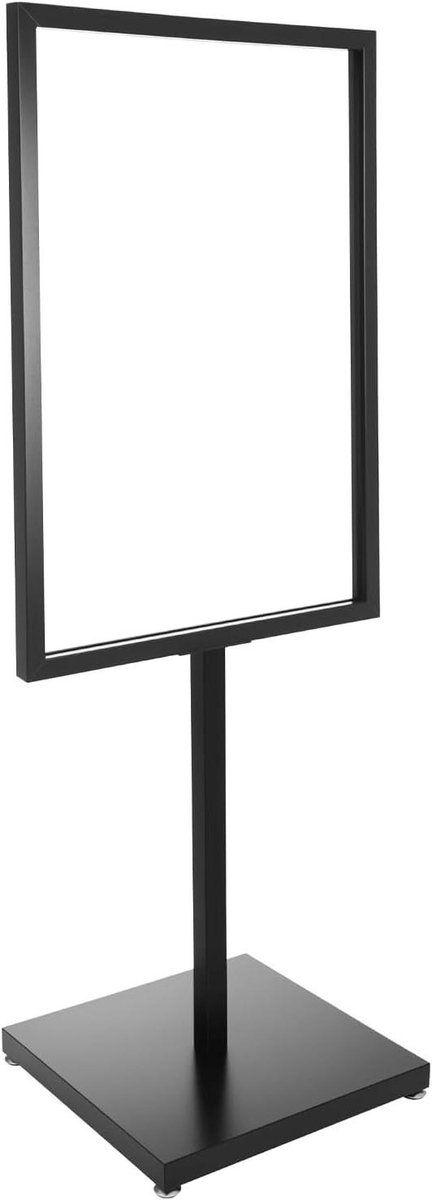 Poster standaard - Reclamebord houder - Reclame presenteren - Verstelbare voeten - 90 x 65 cm - Helder zwart