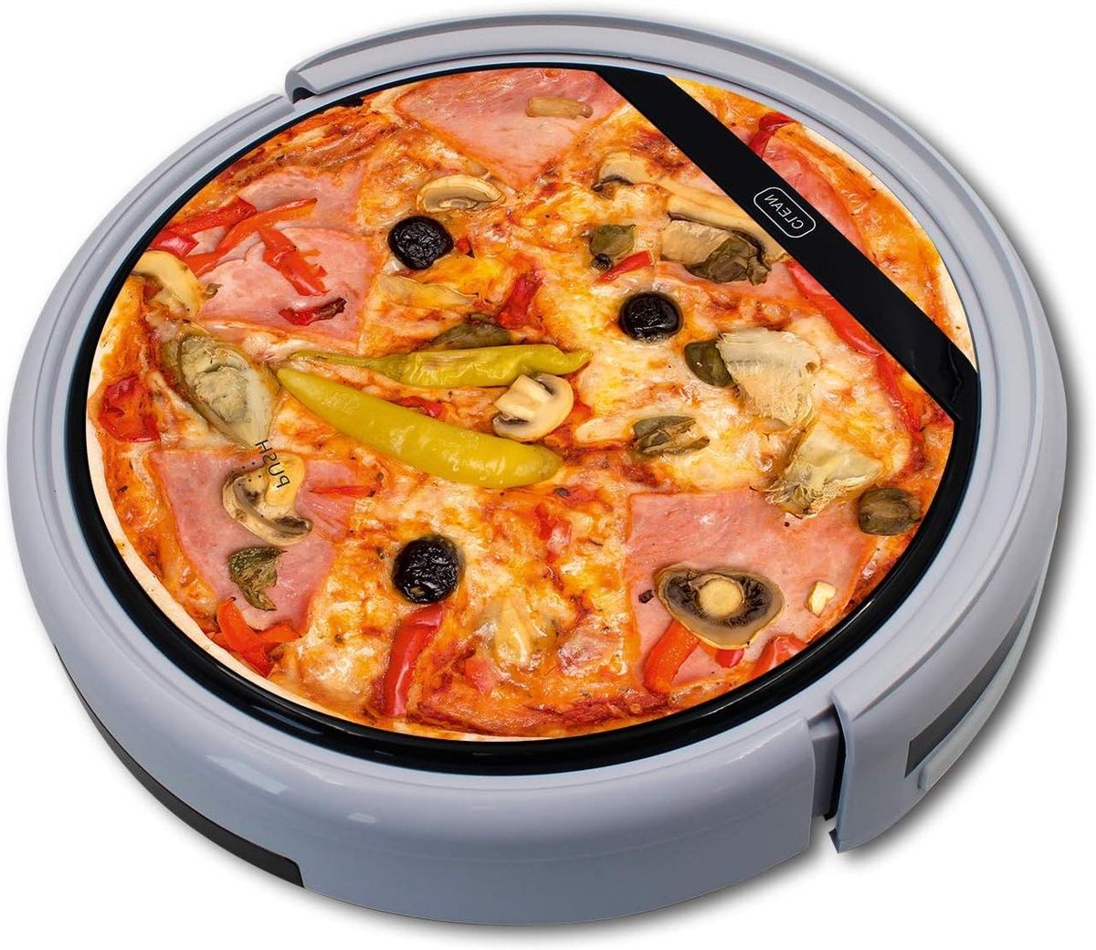 Robotstofzuiger sticker - Beschermende folie - Decoratie en bescherming - Kras- en UV-bestendig - 24.5 cm diameter - Pizza