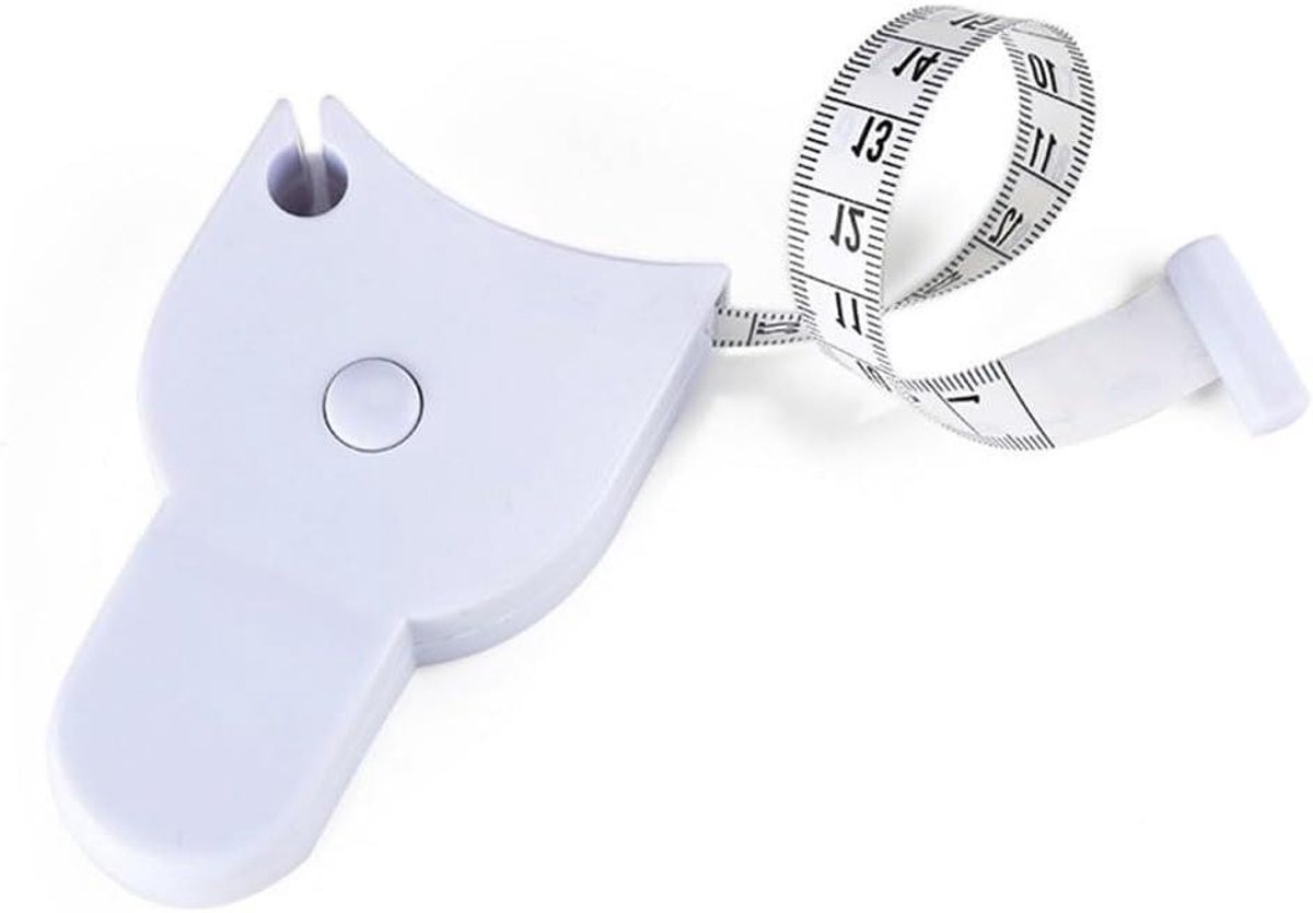 Intrekbaar Meetlint - Lichaamsmeter - Voortgang Bijhouden - Drukknop Vergrendeling - 150 cm - Wit