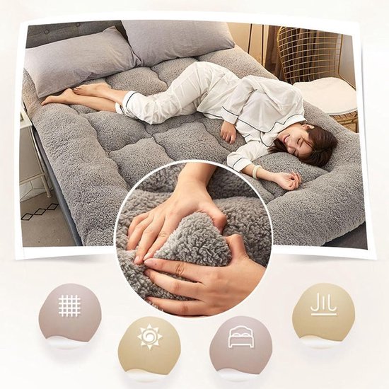 Japanse Futon Matras - Vloermatras Opvouwbaar - Comfortabel Slapen - Extra Dik Ontwerp - 100x200 cm - Grijs — afbeelding 4
