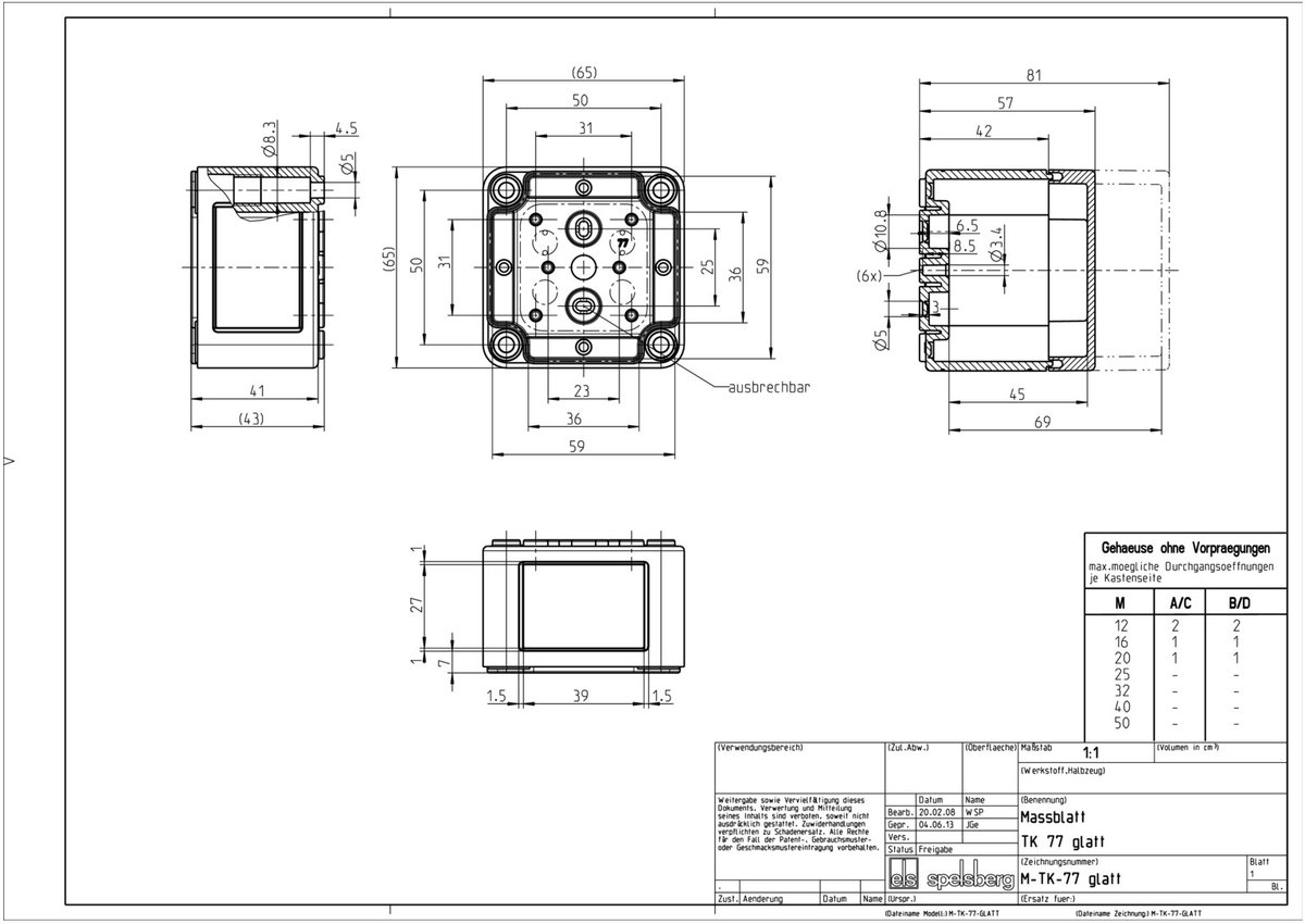 Spelsberg TK PS 77-6-t Installatiebehuizing 65 x 65 x 57 Polycarbonaat, Polystereen (EPS) Grijs-wit (RAL 7035) 1 stuk(s