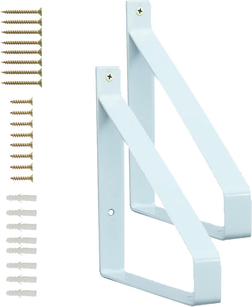 Steunplaten voor Planken - Wandsteunen Plank - Opbergen en Decoratie - Zwaar Belastbaar - 20x20 cm - Wit