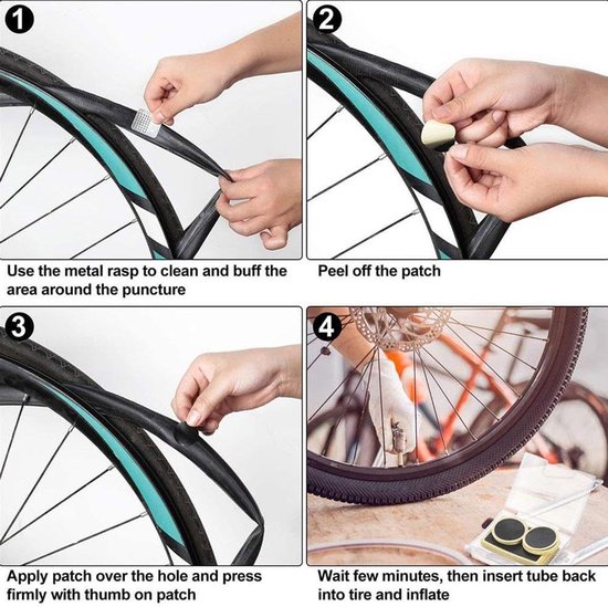Fietsband Reparatiekit - Lekke Band Set - Onderweg Repareren - Lijmvrije Zelfklevende Patches - 42 Delig - Geel — afbeelding 5