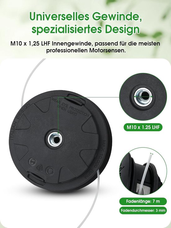 Draadkop Bosmaaier - Maaimachine Kop - Gazon Onderhoud - Load & Go Systeem - 130 mm Snijbreedte - Grijs — afbeelding 2