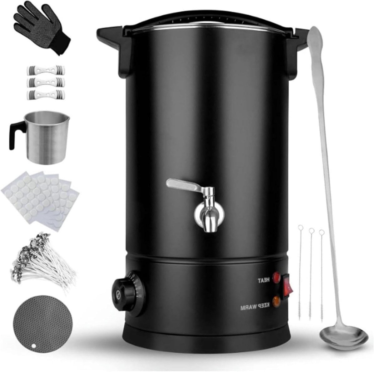 Elektrische Wax Smelter - Kaarsenmaker Kit - Kaarsen Maken - Instelbare Temperatuurregeling - 10 Liter Capaciteit - Zilver