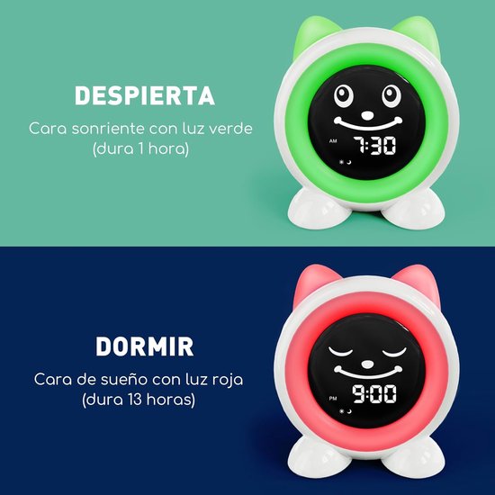 Kinder Wekker - Slaaptrainer Kinderen - Kind Leren Slapen - Emoji en Kleurindicatie - Standaard Maat - Wit van kinder — afbeelding 3
