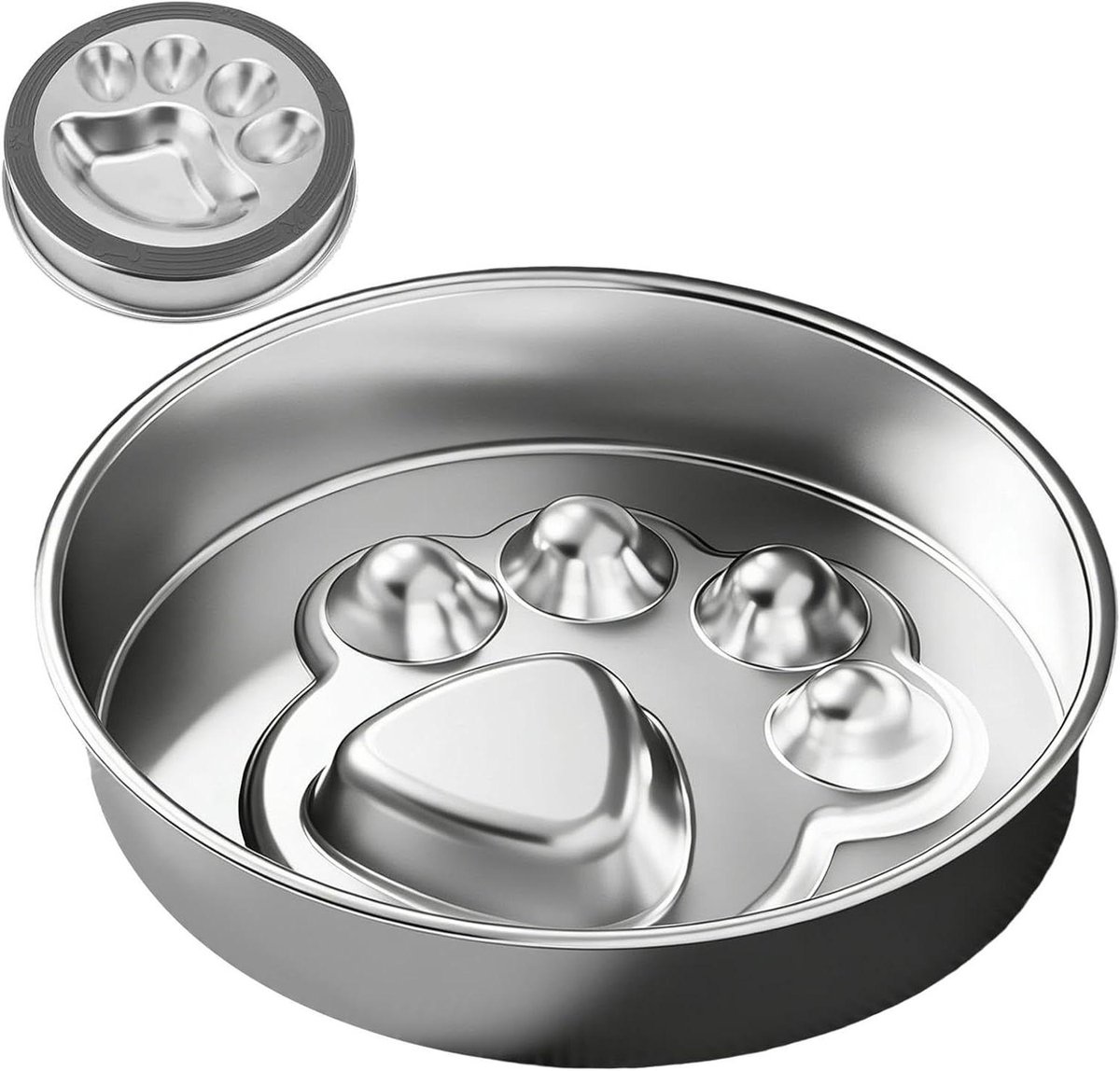 Hondenvoerbak - Slowfeeder puzzel - Langzaam eten - Antislipbasis - 23 cm diameter - Zilver