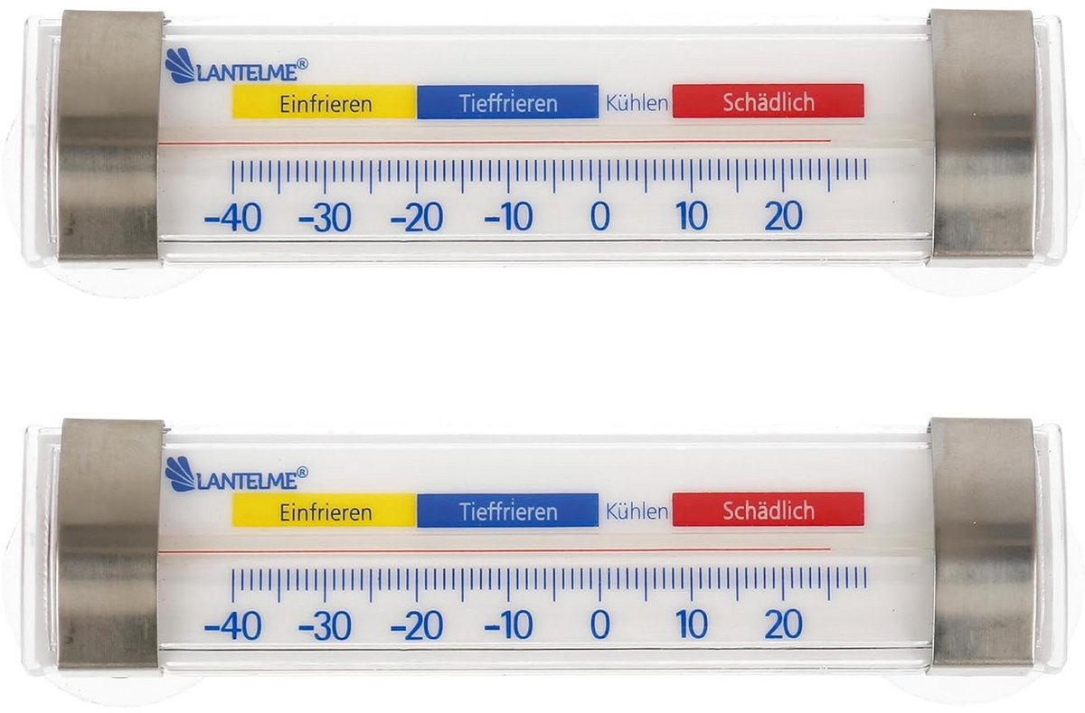 Koelkastthermometer Set - Vriezer meter - Voedsel bewaren - Analoge aflezing - 2 stuks - Zilver