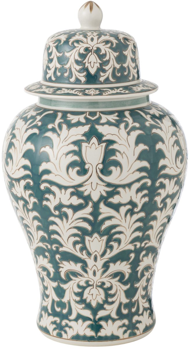 J-Line vaas Victoria Amfoor - porselein - groen/wit Multi