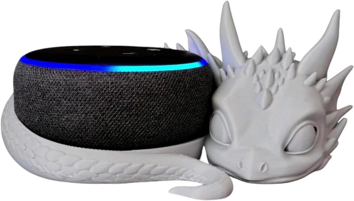 Drakenhouder Luidspreker - Speaker Standaard - Bureau Decoratie - 3D-geprint Ontwerp - 20.5 x 19.1 cm - Regenboog 3