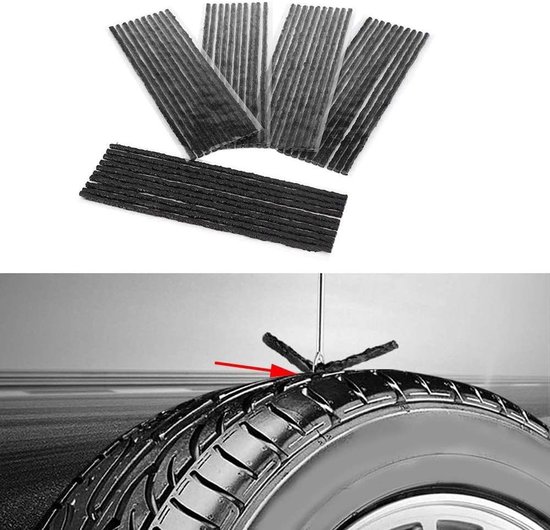 Reparatiesets Banden - Tubeless Herstel - Snel Onderweg - Zonder Lijm - 50 Stuks - Zwart — afbeelding 5