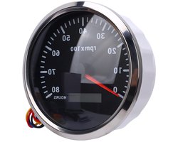 Boot RPM Gauge Multi Color Backlight 110mm Toerenteller voor Auto Jacht Vrachtwagen, Professionele Kwaliteit 8000 RPM Meter (Zwarte wijzerplaat zilveren rand CXA011)