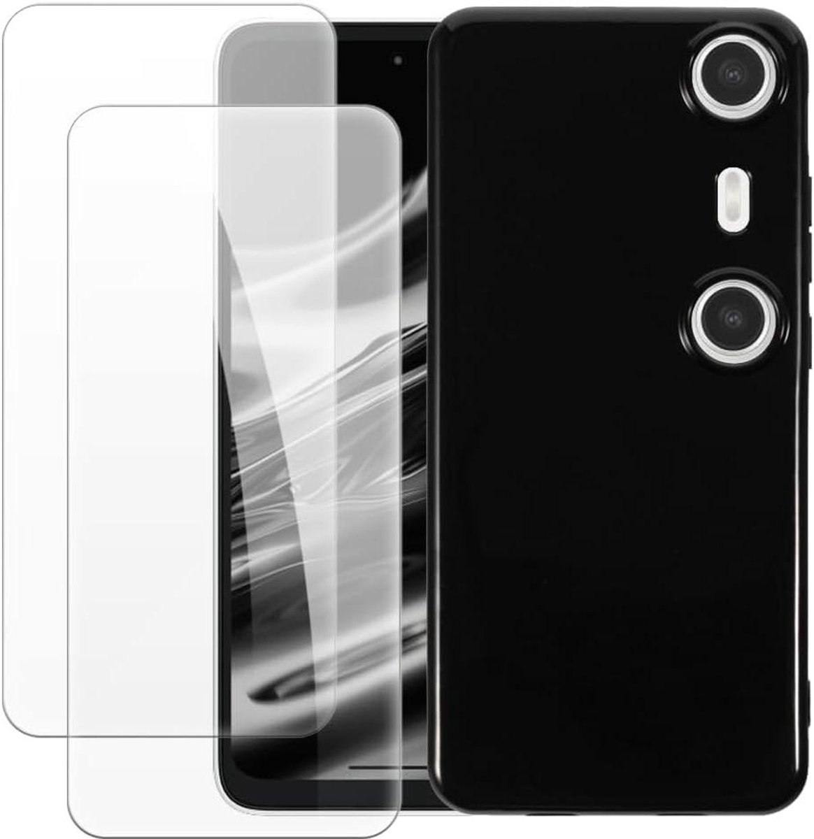 Screen Protector Set - Beschermhoes Glas - Dagelijkse Bescherming - 360 Graden Dekking - 2 Stuks - Zwart