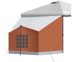KAMPKEEPER Side tent, camping tent for 10' x 10' pop up awning, easy to set up gazebo, compatible with 10' wide awning tents (Orange)..