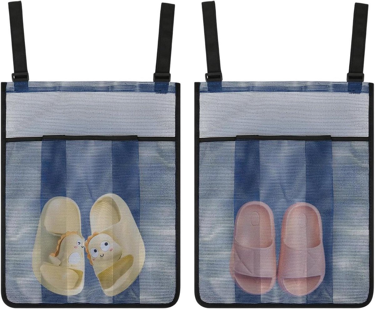 Opbergtas Trampoline - Schoenenzak Mesh - Buiten Spelen - Ademend Netweefsel - 22 x 18 x 3 cm - Blauw