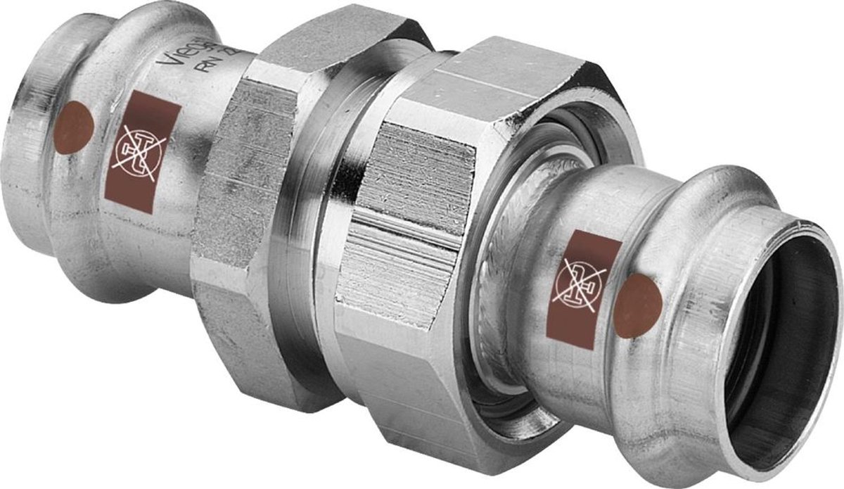 Viega Temponox-koppeling, d 35mm messing vernikkeld, roestvast staal Model 1760, 812270