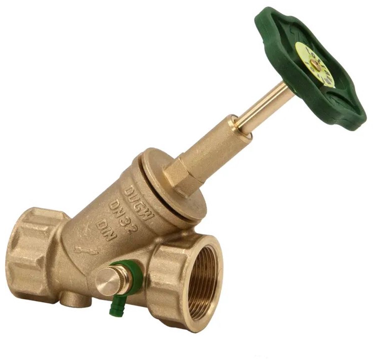 Schlösser Armaturen JS Vrijstroomventiel met mofaansluiting, met aftapping, met stijgende spindel, DN32, binnendraad 1 1/4'', DVGW gekeurd, 0015103200001