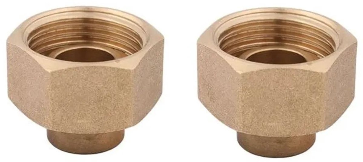 Schlösser Armaturen JS Watermeterkoppelingsset, met plombinrichting, Soldeeraansluiting 15mm x Binnendraad 3/4'', messing-blank, Verpakkingseenheid 2 stuk, 0022451500001