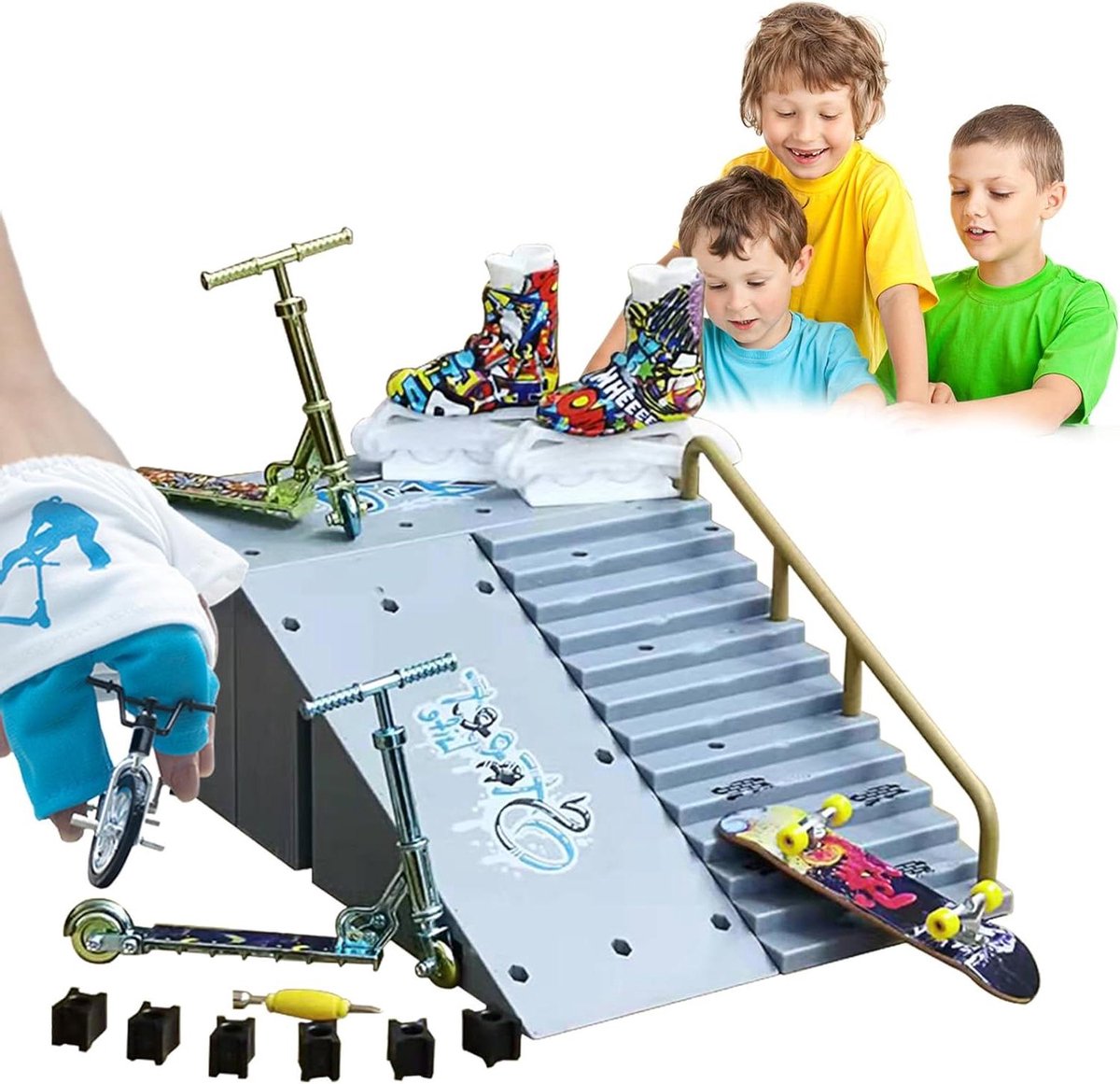 Vingerskateboard Hellingset Mini Skatepark Coördinatie Trainen Modulair Ontwerp 11 Delig Multi