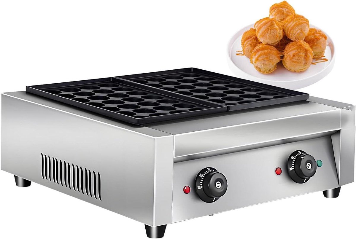 Pancake Maker - Dorayaki Grill - Snacks Maken - Snelle Gelijkmatige Verwarming - 28 Gaten - Zilver