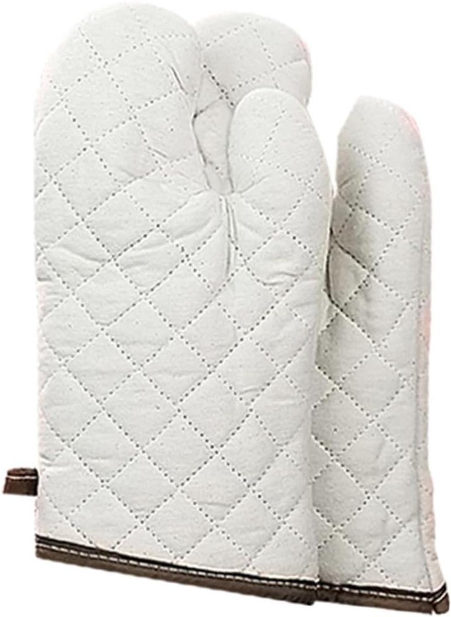 Ovenwanten Set - Keuken handschoenen - Veilig Koken - Hittebestendig Katoen - 22 x 15 cm - Wit